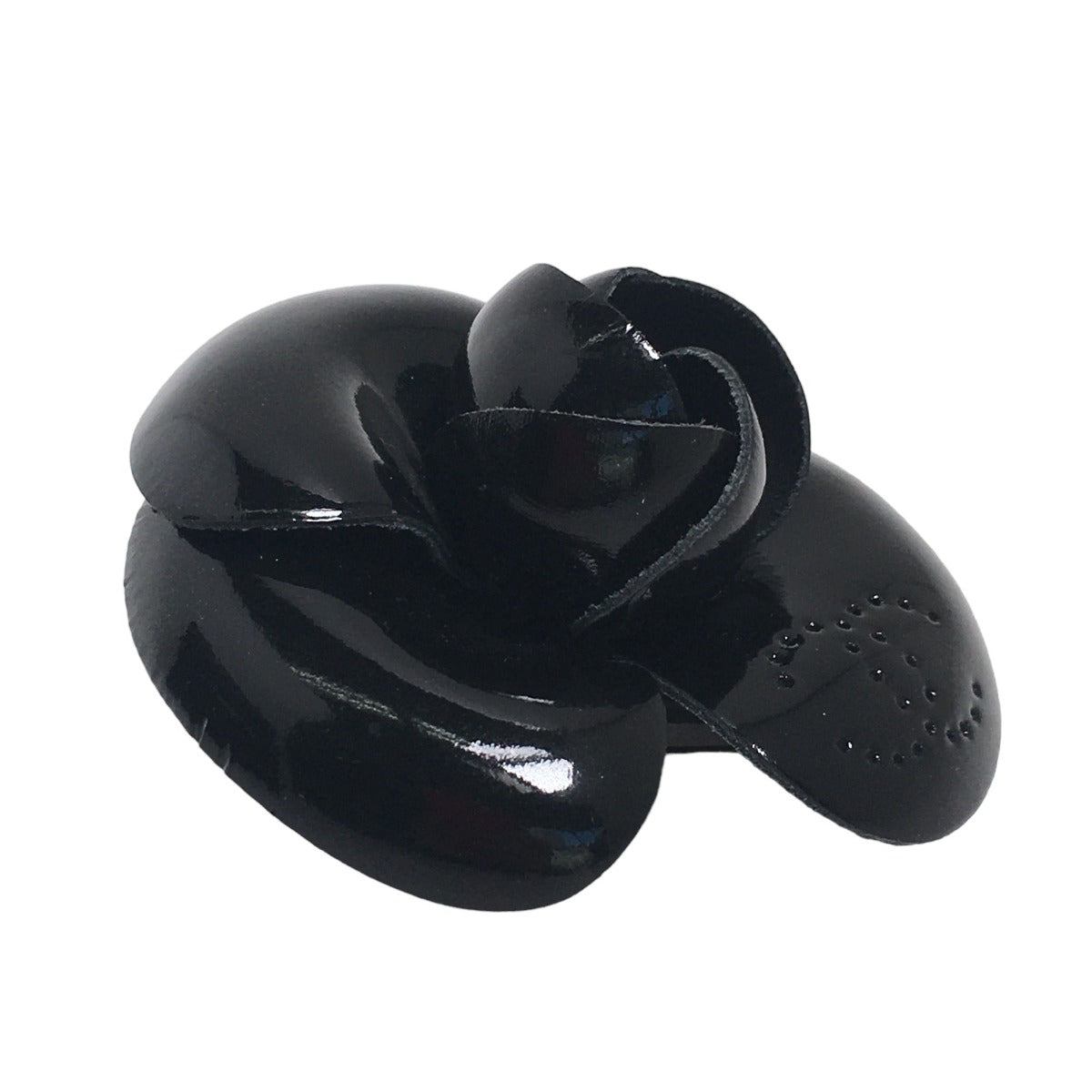 CHANEL Brooch Patent, part: leather black Camelia With Box corsage Women  d