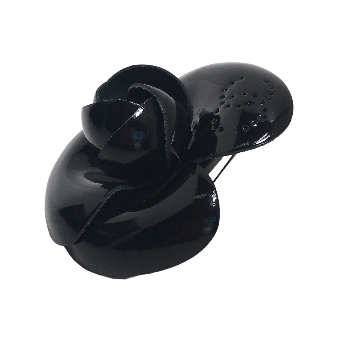 CHANEL Brooch Patent, part: leather black Camelia With Box corsage Women  d