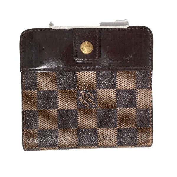 LOUIS VUITTON Bifold Wallet N61668 Damier canvas Brown Wallet with pocket zipper for cards Damier Compact zip unisex(Unisex)  d