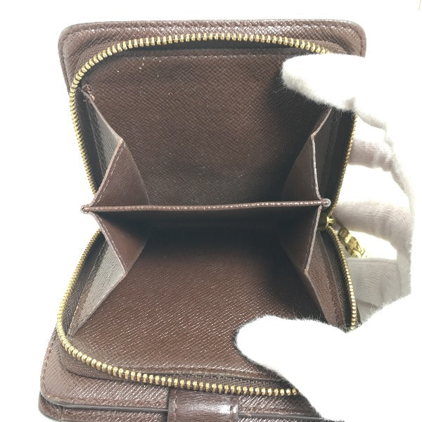 LOUIS VUITTON Bifold Wallet N61668 Damier canvas Brown Wallet with pocket zipper for cards Damier Compact zip unisex(Unisex)  d