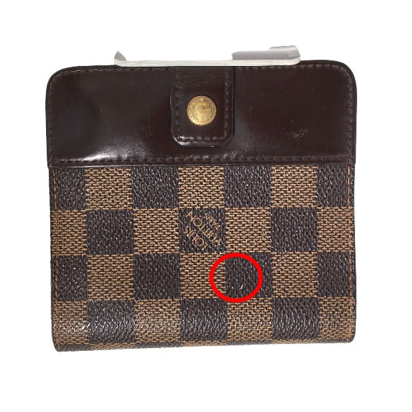 LOUIS VUITTON Bifold Wallet N61668 Damier canvas Brown Wallet with pocket zipper for cards Damier Compact zip unisex(Unisex)  d