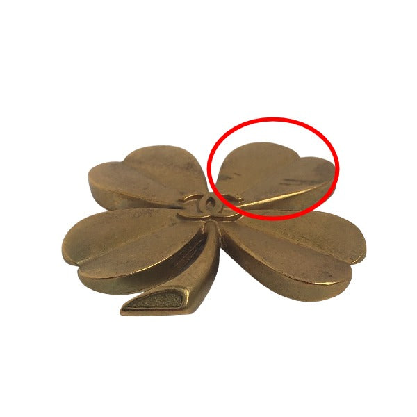 CHANEL Brooch plating gold corsage COCO Mark Clover Women  d