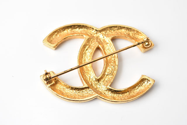 Chanel Brooch Coco Mark Rhinestone Gold