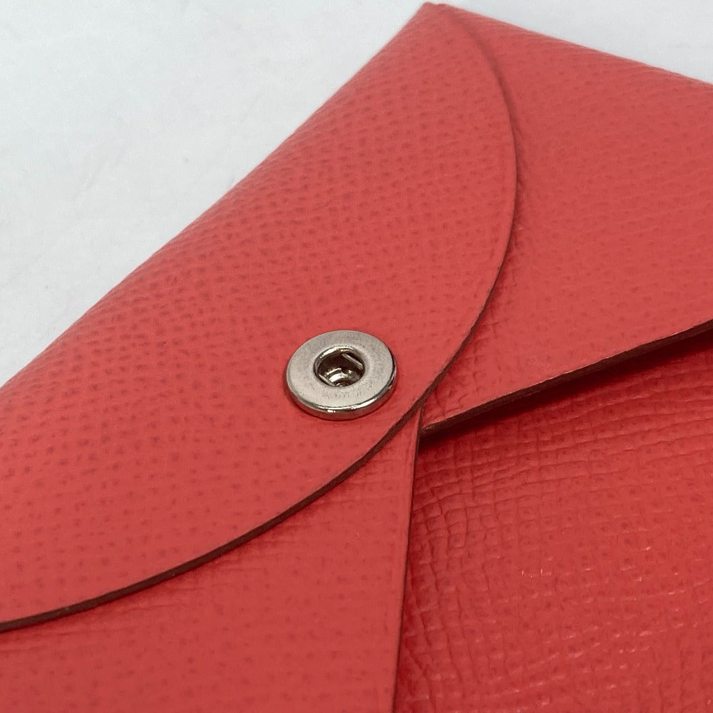 HERMES Card Case Epsom Red type Two fold Calvi Women  d