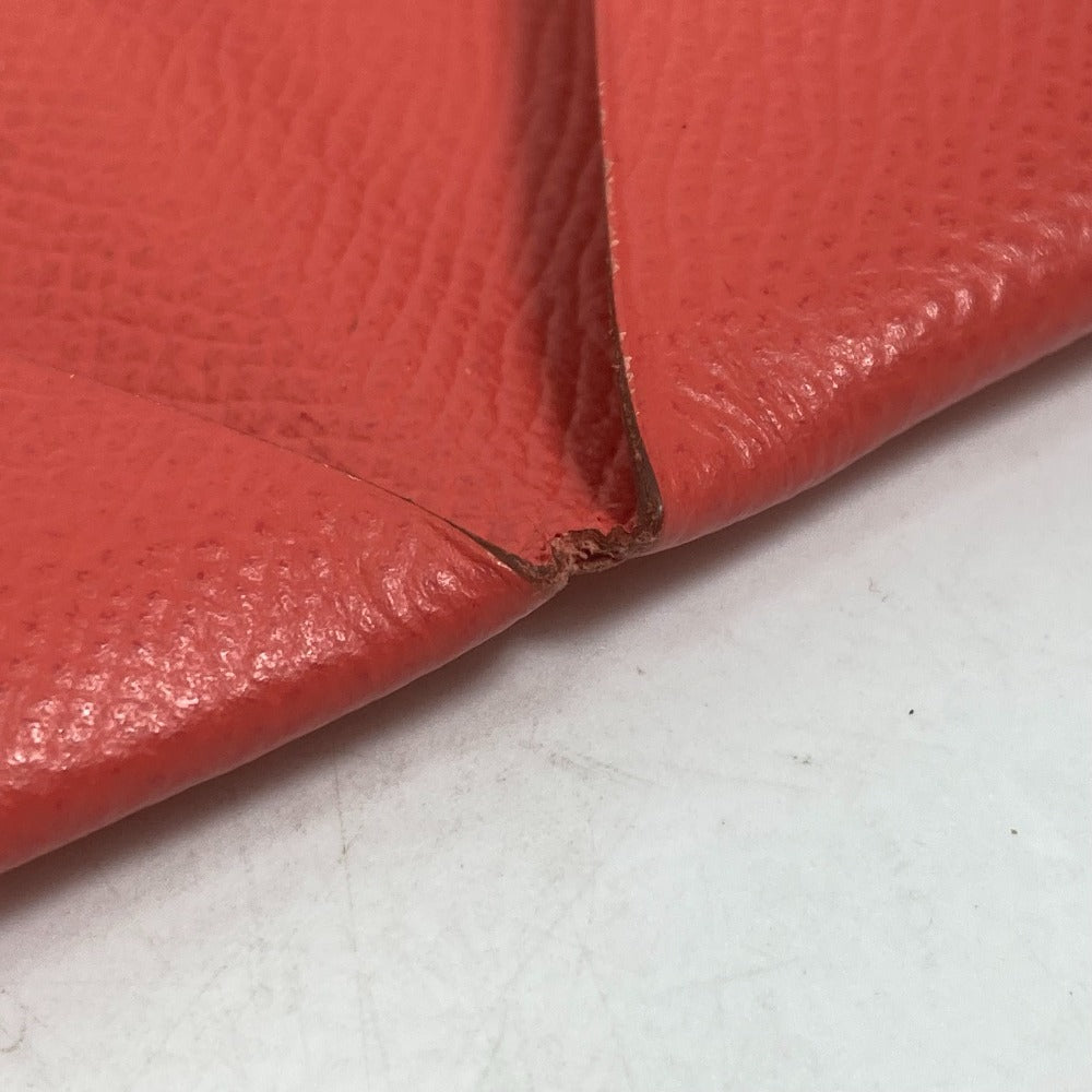 HERMES Card Case Epsom Red type Two fold Calvi Women  d