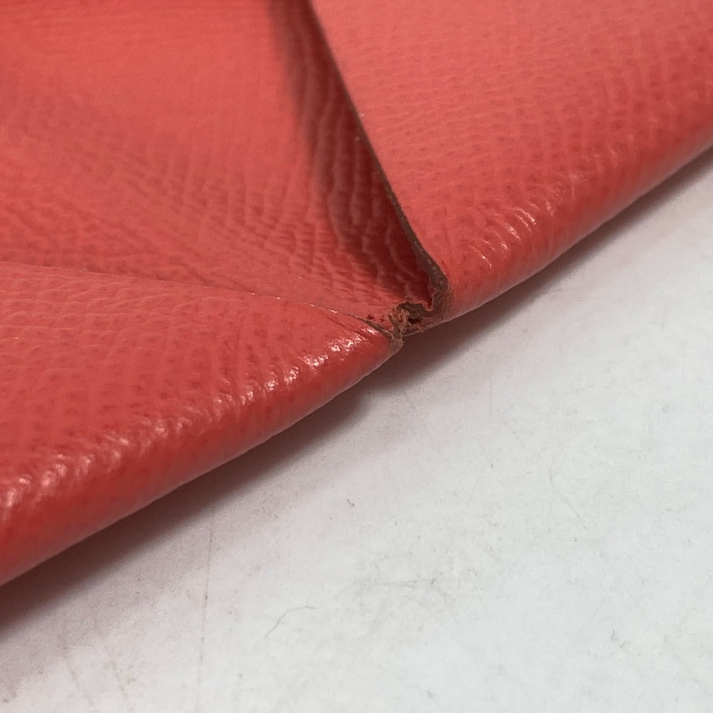 HERMES Card Case Epsom Red type Two fold Calvi Women  d