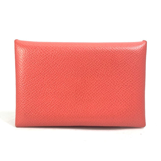 HERMES Card Case Epsom Red type Two fold Calvi Women  d