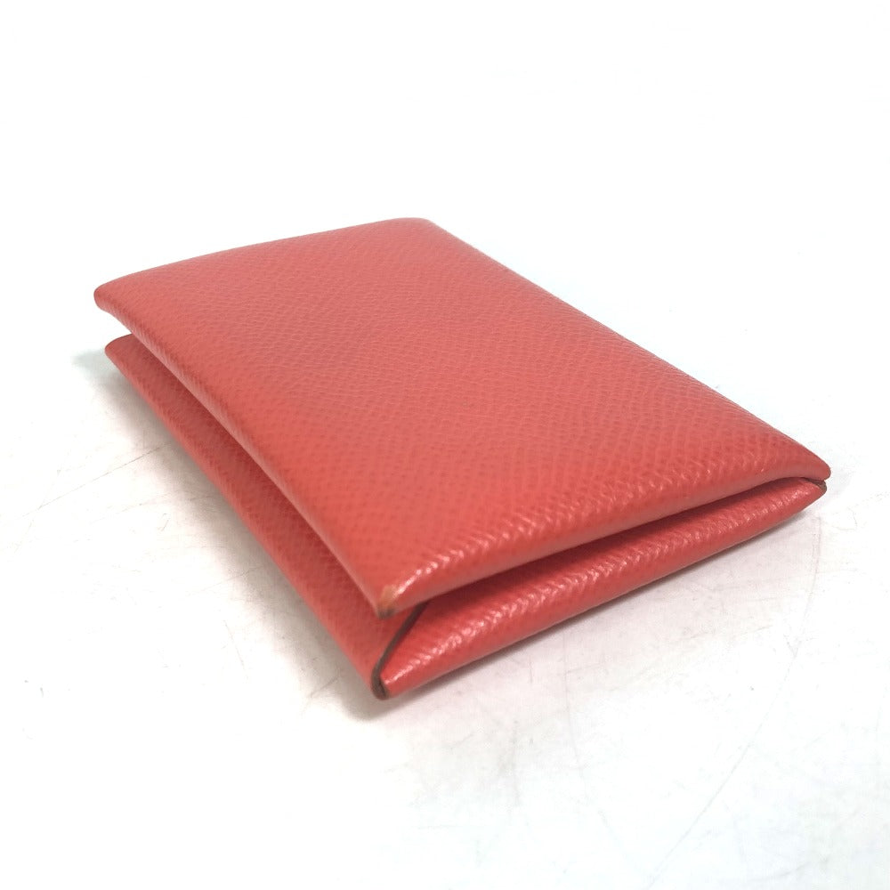 HERMES Card Case Epsom Red type Two fold Calvi Women  d
