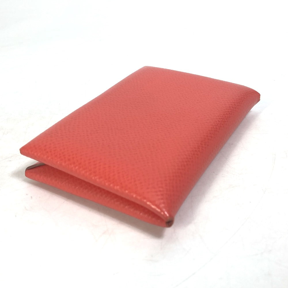 HERMES Card Case Epsom Red type Two fold Calvi Women  d