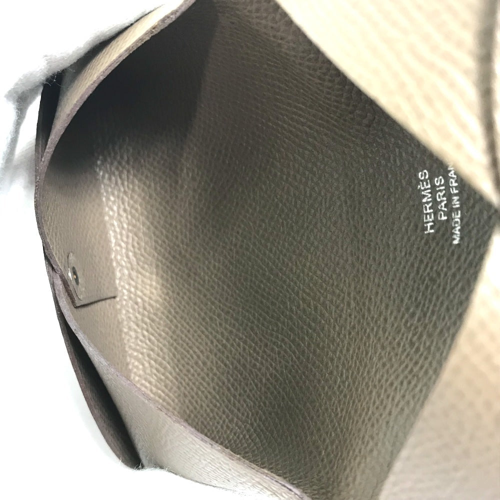 HERMES Card Case Epsom gray Two fold Calvi Women  d
