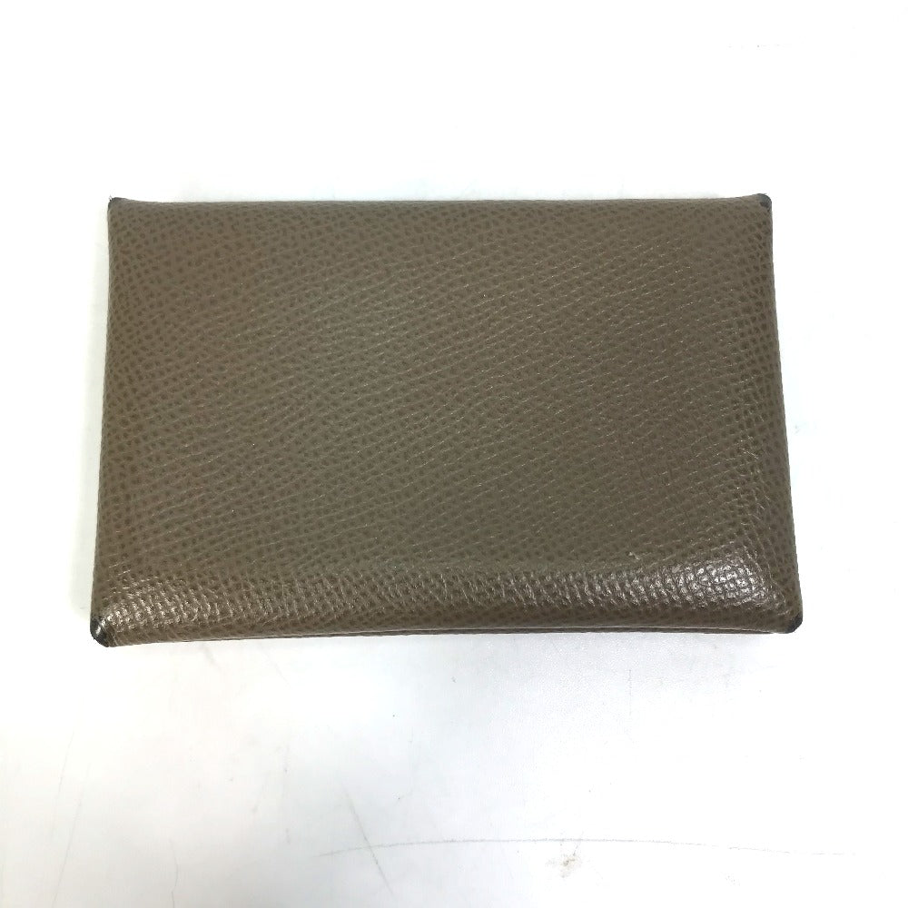 HERMES Card Case Epsom gray Two fold Calvi Women  d