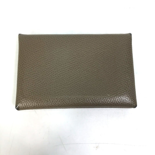 HERMES Card Case Epsom gray Two fold Calvi Women  d