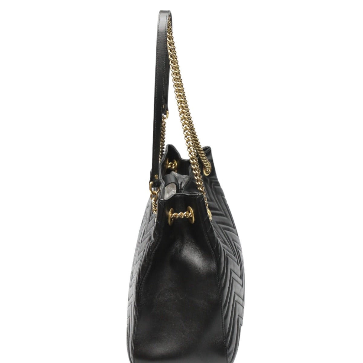 GUCCI Tote Bag 453569 leather black Tote bag leather GG Marmont unisex(Unisex)