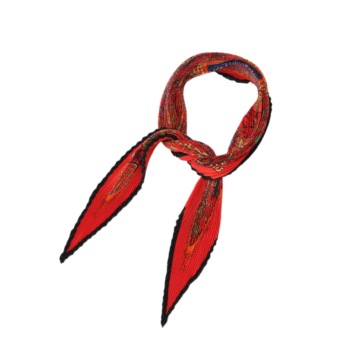 HERMES scarf silk Red Pleated scarf 100% silk unisex(Unisex)  d