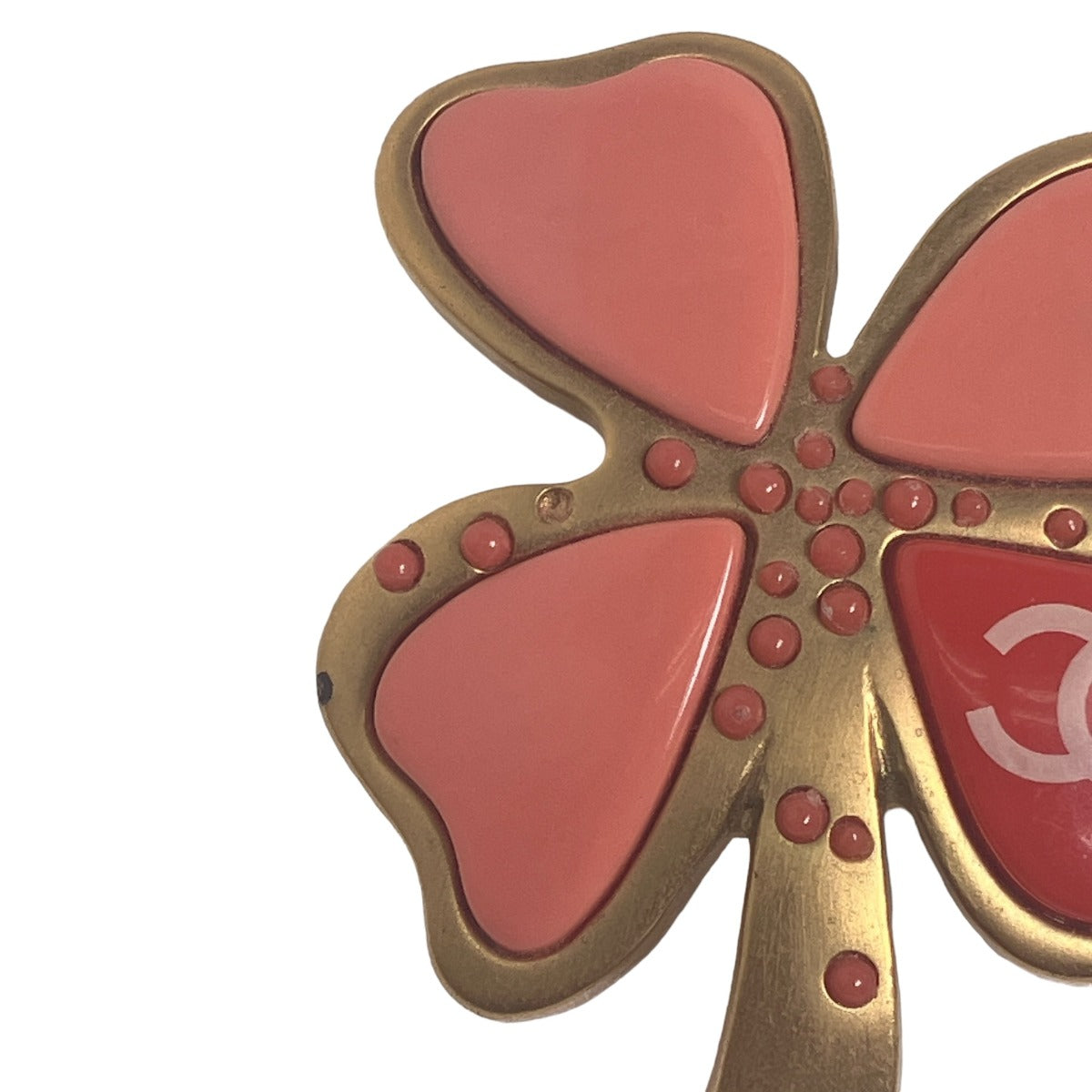 CHANEL Brooch metal Gold / Pink corsage COCO Mark 031P Clover Women