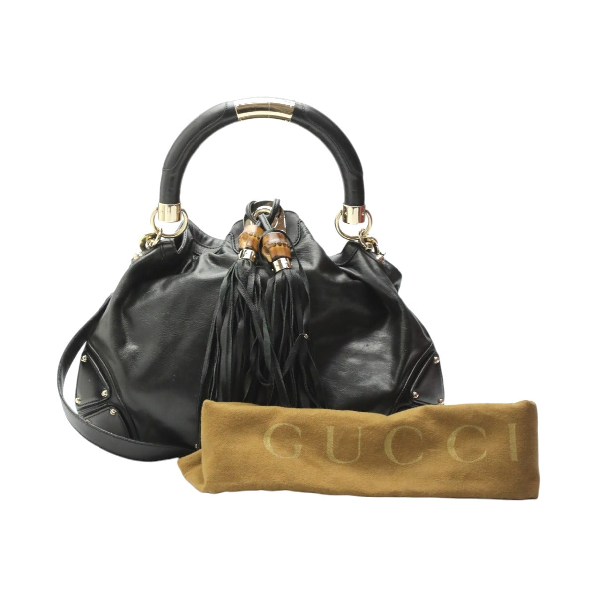 GUCCI Tote Bag 185566 leather black 2WAY bag leather Indy Women