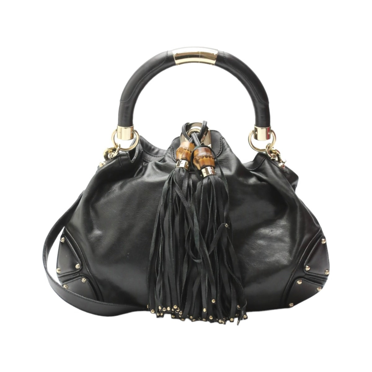 GUCCI Tote Bag 185566 leather black 2WAY bag leather Indy Women