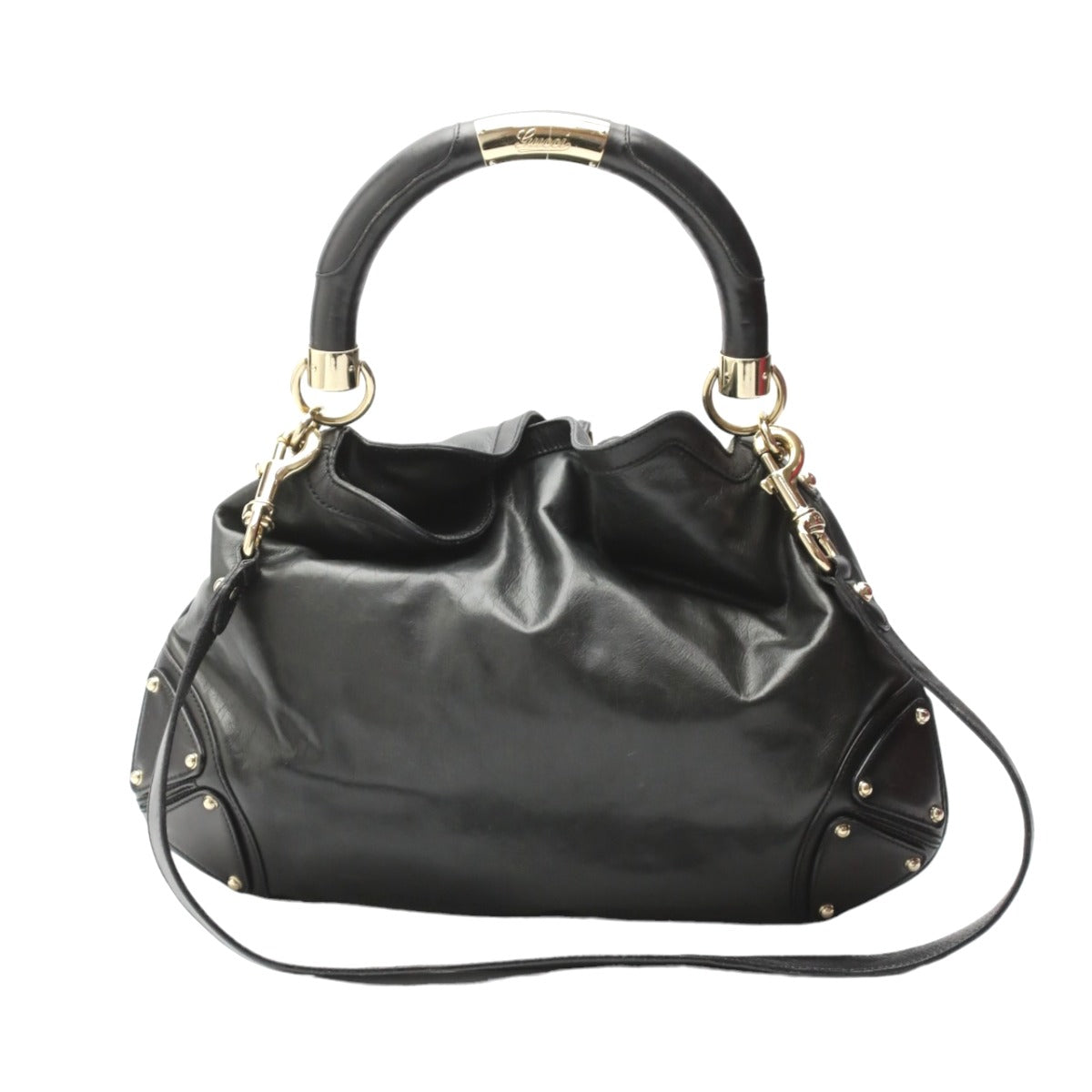 GUCCI Tote Bag 185566 leather black 2WAY bag leather Indy Women