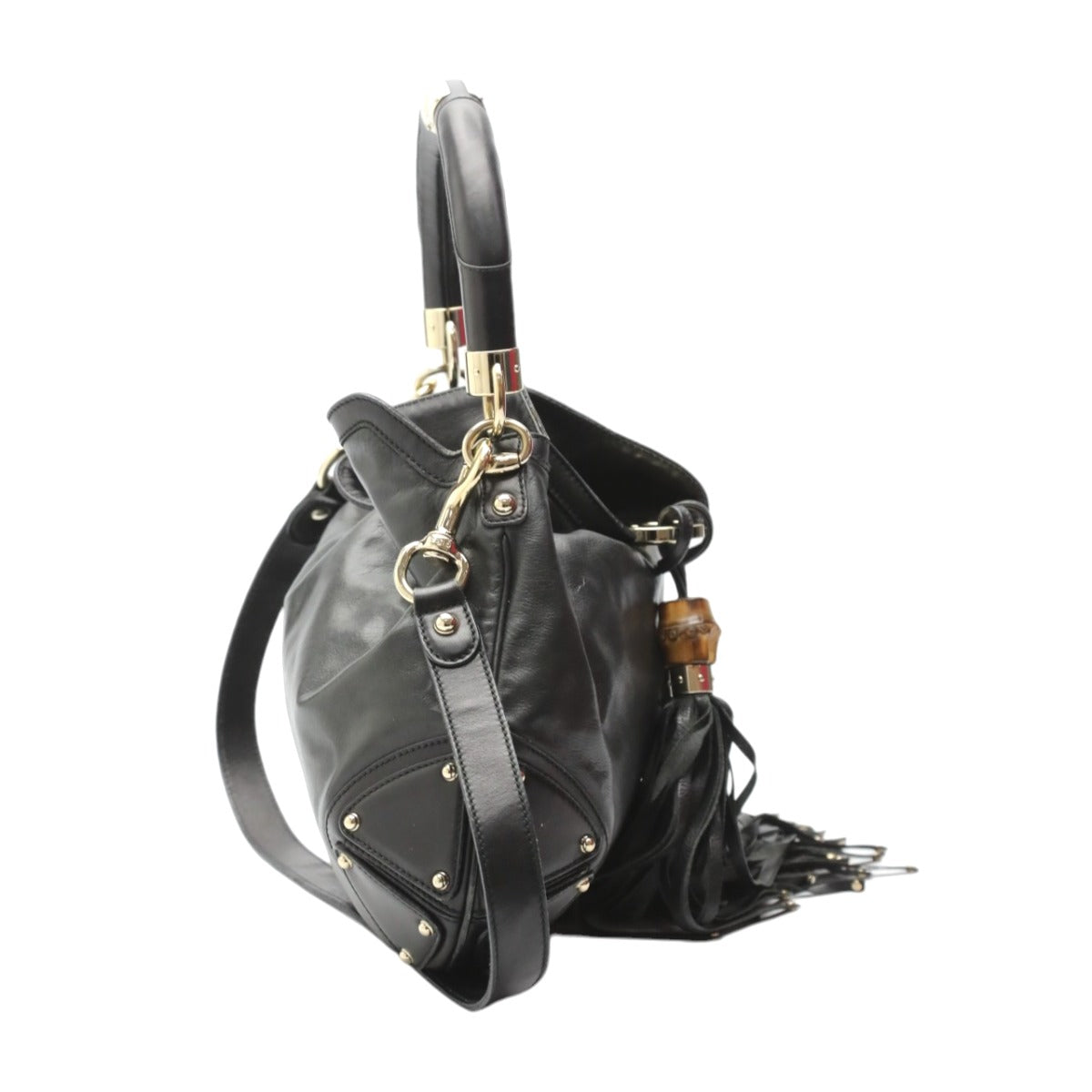 GUCCI Tote Bag 185566 leather black 2WAY bag leather Indy Women