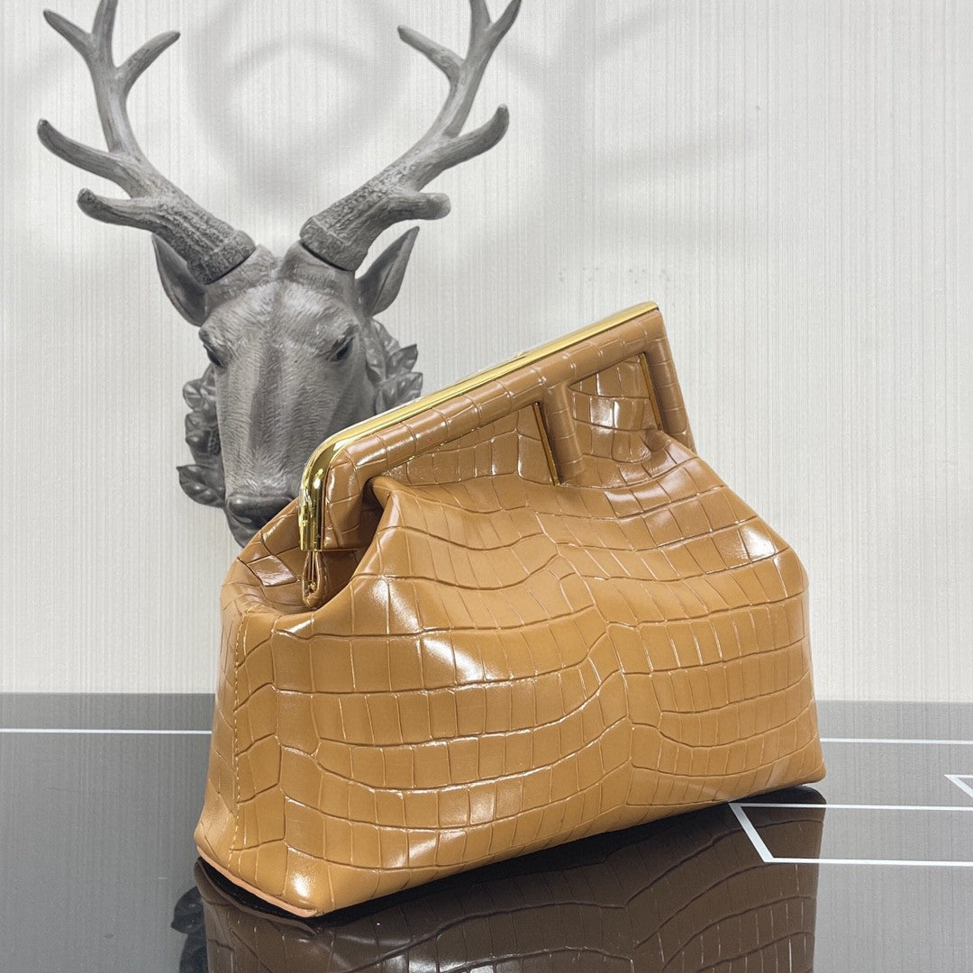 Top QualityTop Quality Top QualityTop Qualityrst Medium Brown Crocodile Bag For Woman 32.5cm/13in