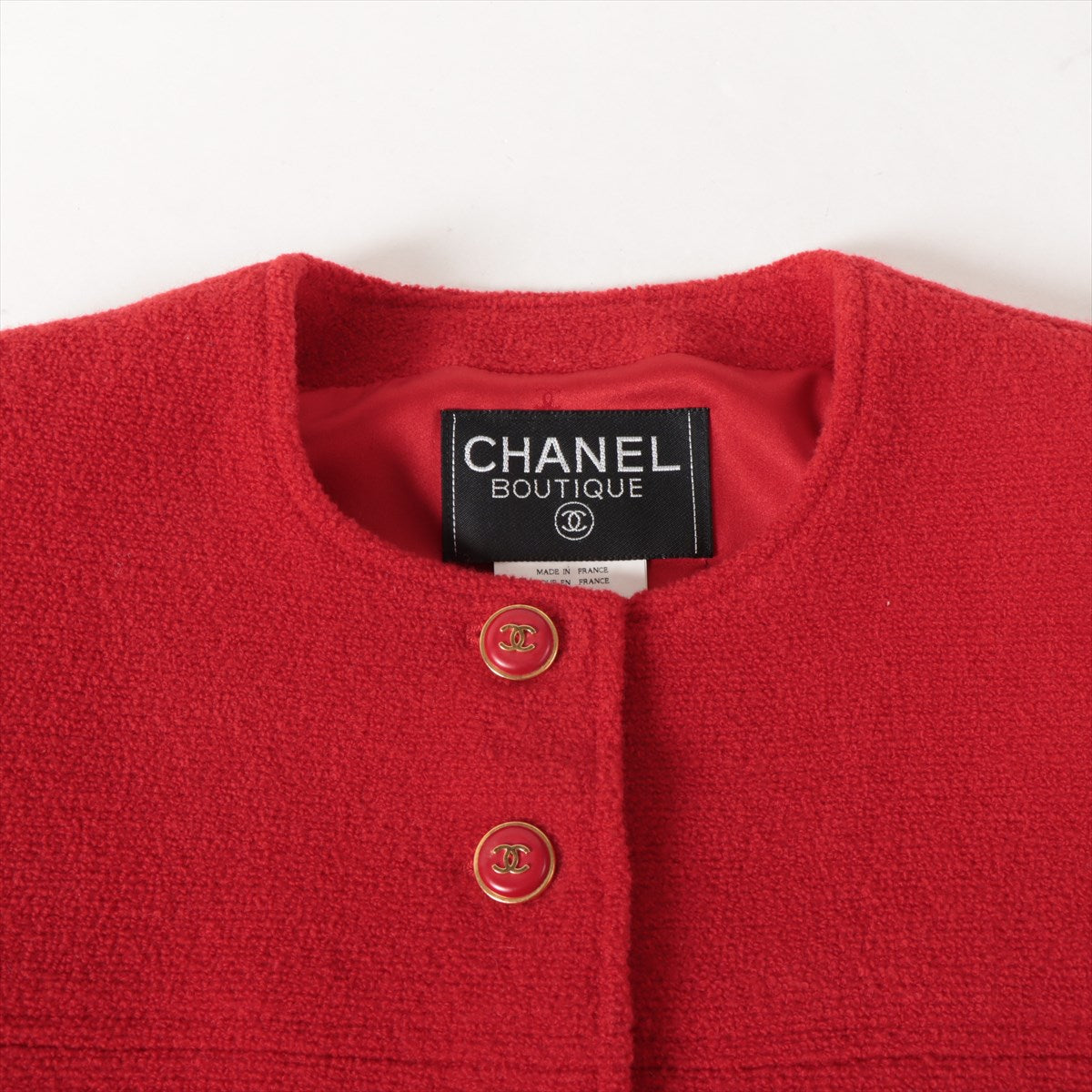 Chanel Coconut Button 95A Wool  Nylon Jacket 36  Red Twid P05302V04291