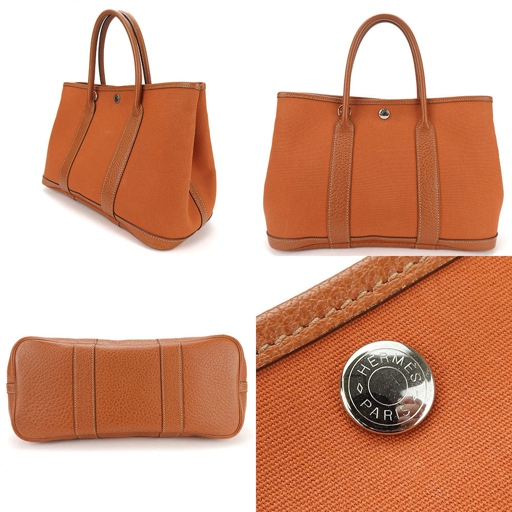 HERMES Tote Bag Canvas, Leather Orange Garden party TPM Women  d