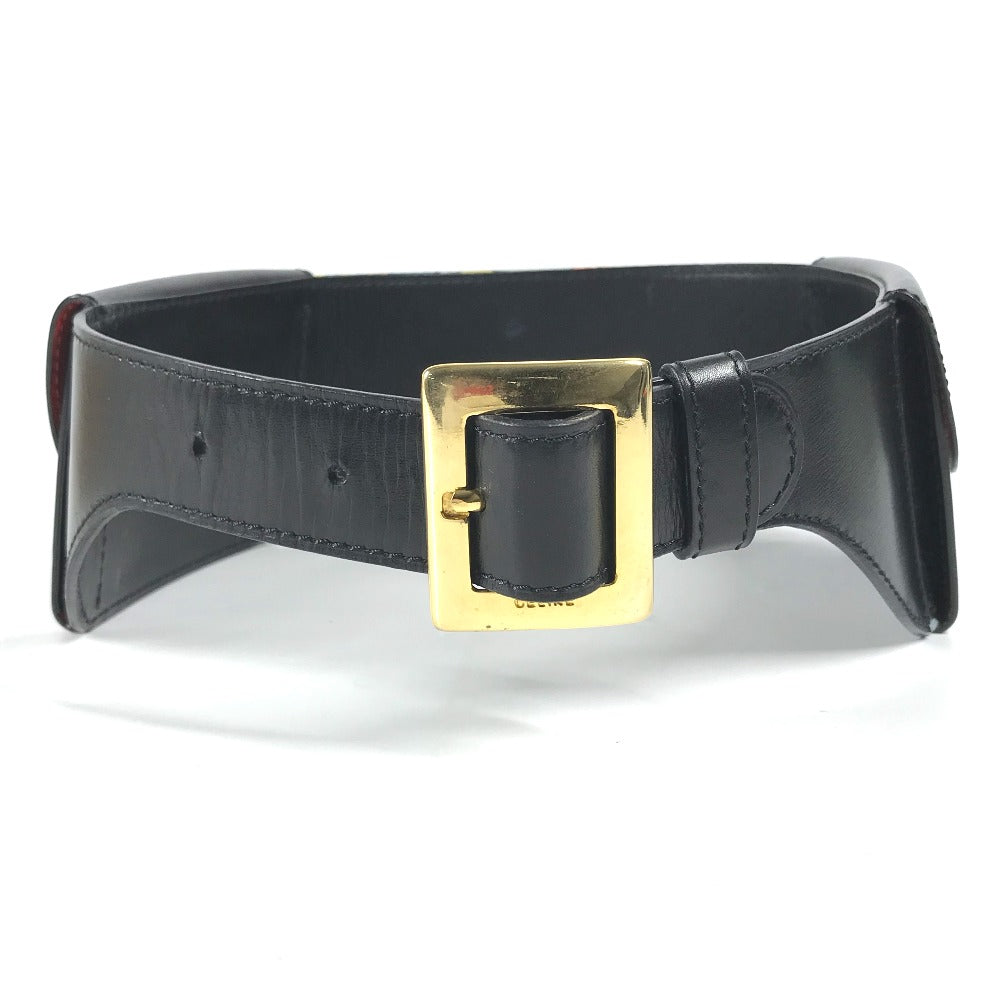 CELINE belt Leather, Silk black   Wide Belt Scarf Pattern Women 65