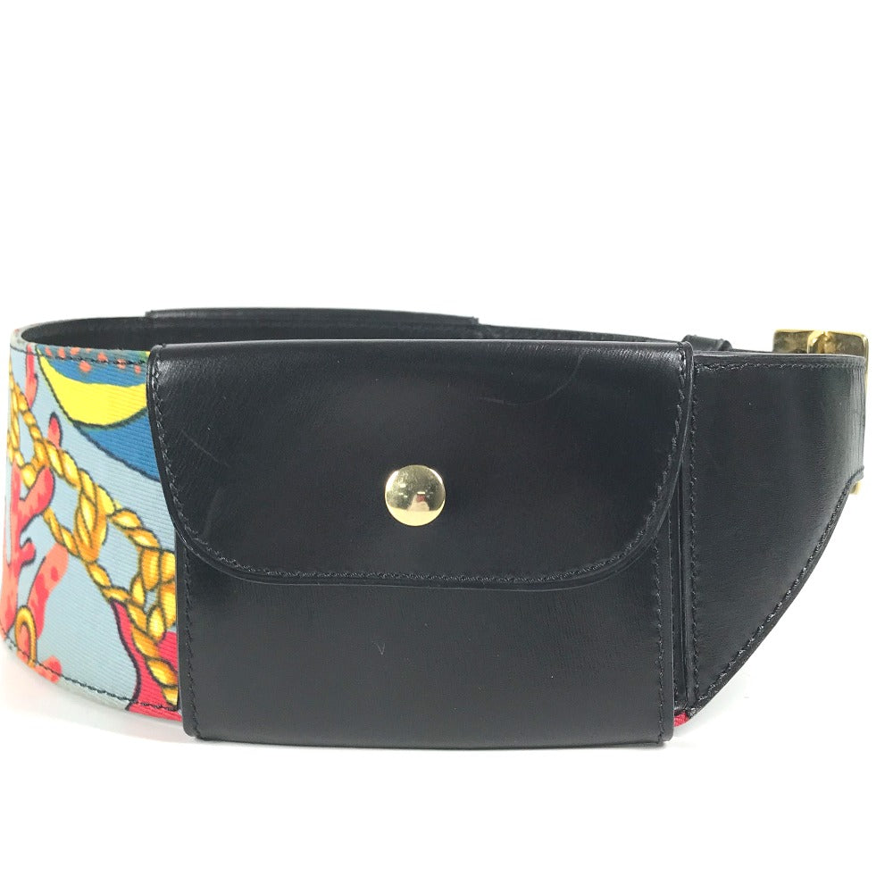 CELINE belt Leather, Silk black   Wide Belt Scarf Pattern Women 65