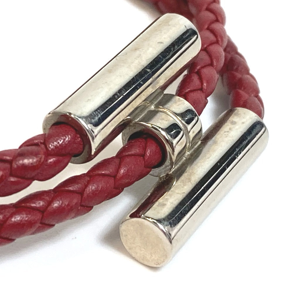 HERMES bracelet leather Red brown HMetal Braid Truni Tresse unisex(Unisex)  d
