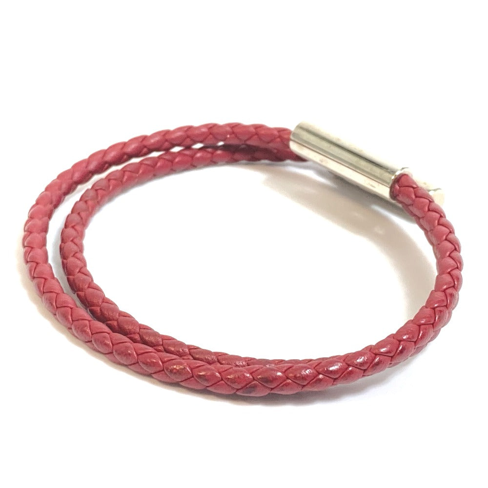HERMES bracelet leather Red brown HMetal Braid Truni Tresse unisex(Unisex)  d