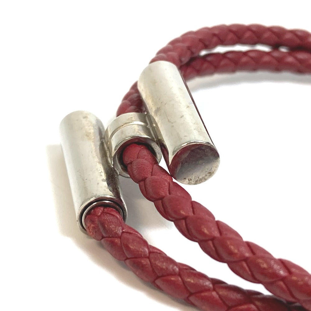 HERMES bracelet leather Red brown HMetal Braid Truni Tresse unisex(Unisex)  d