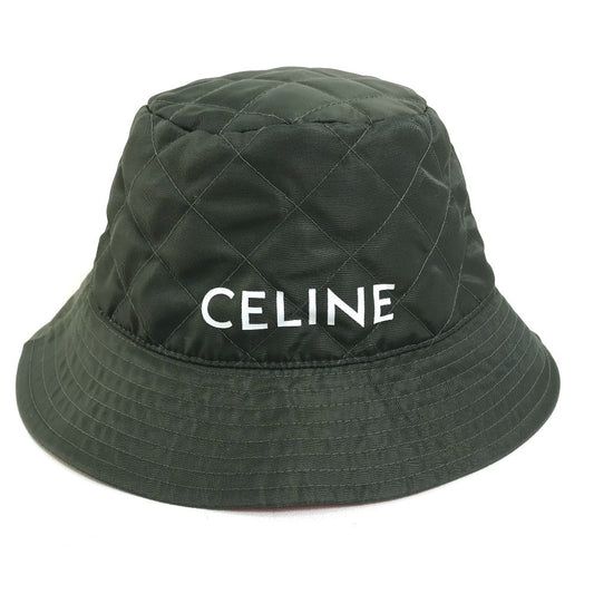 CELINE hat 2AUB8930C Nylon Khaki x Orange quilting logo Women S