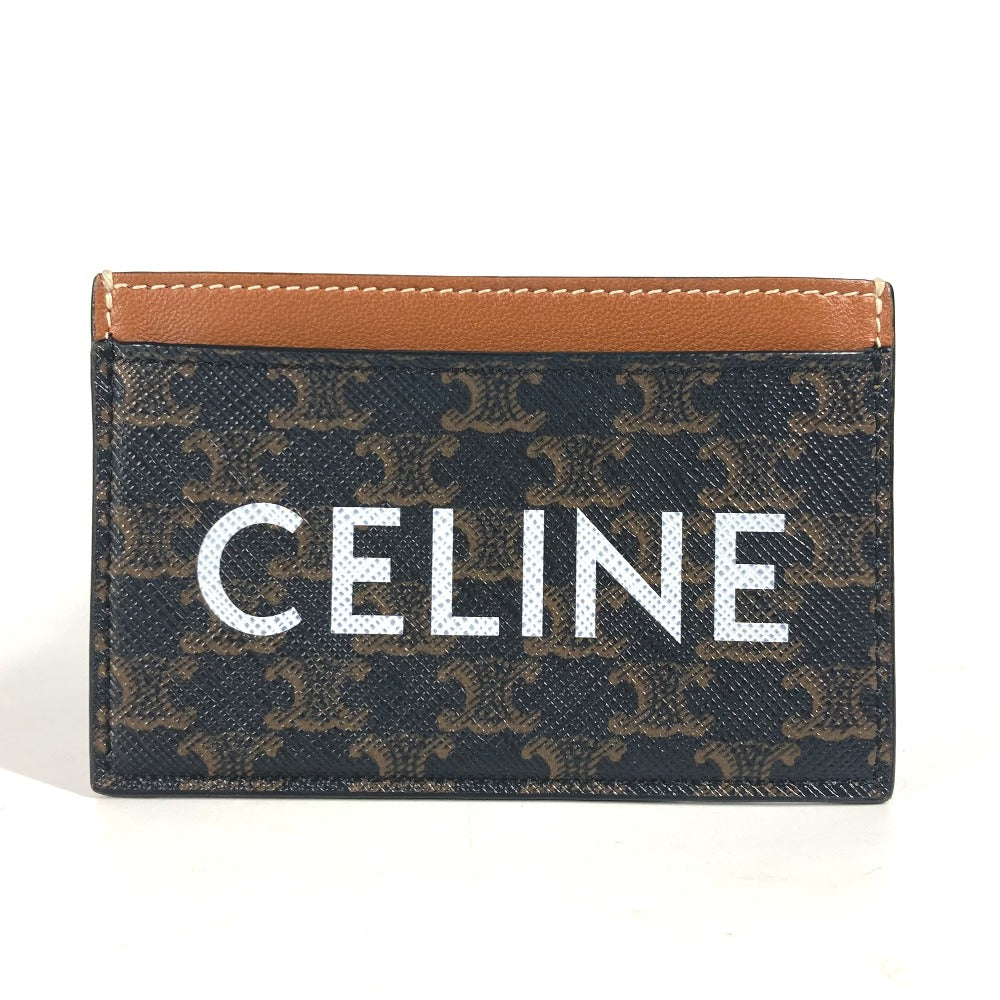 CELINE Card Case canvas Brown logo triomphe