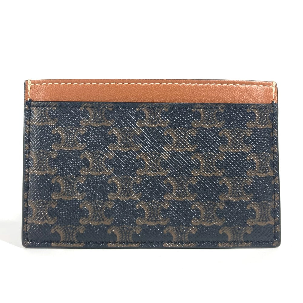 CELINE Card Case canvas Brown logo triomphe