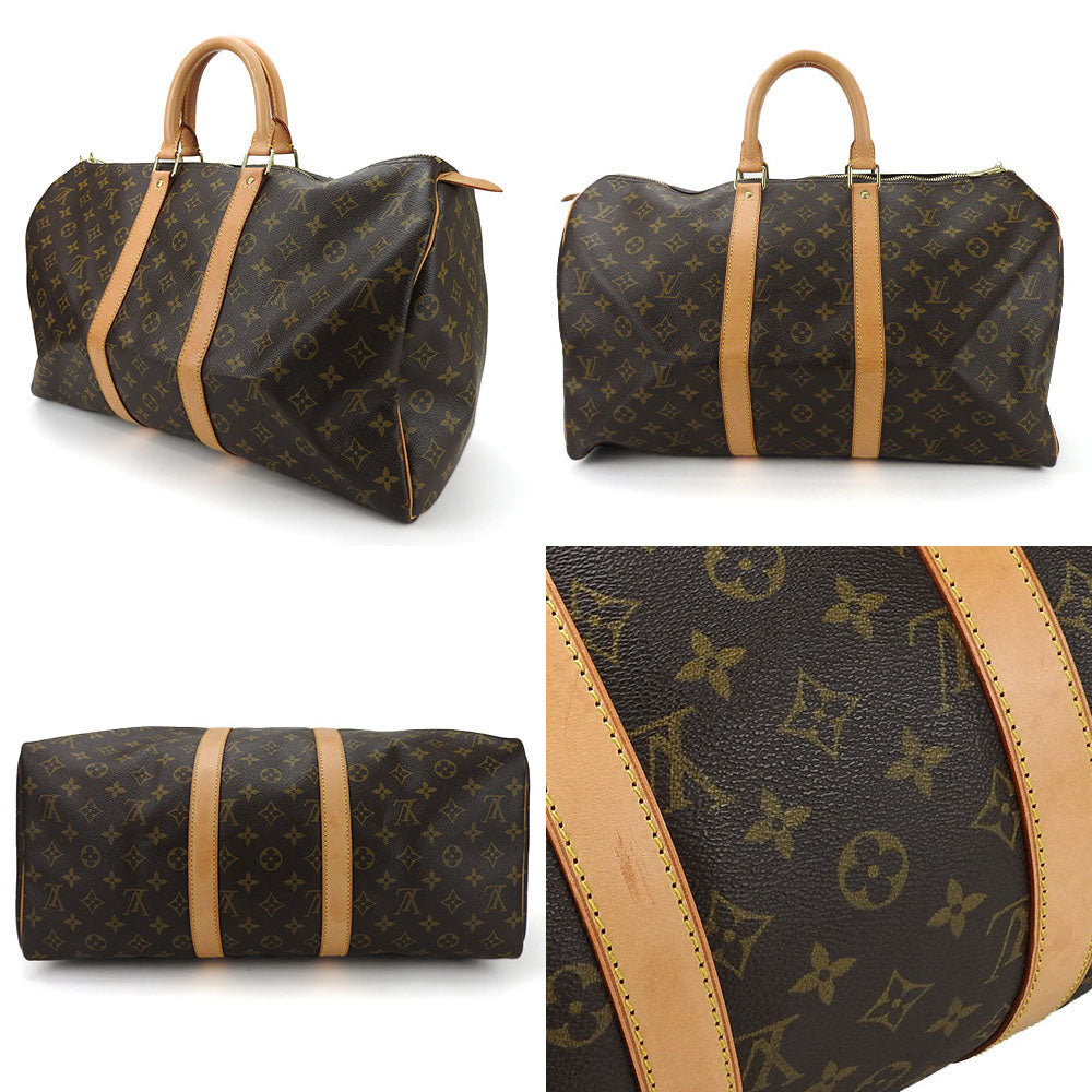 LOUIS VUITTON Boston Duffel bag M41428 Monogram, Tanned Leather Brown Keepall 45 unisex(Unisex)  d