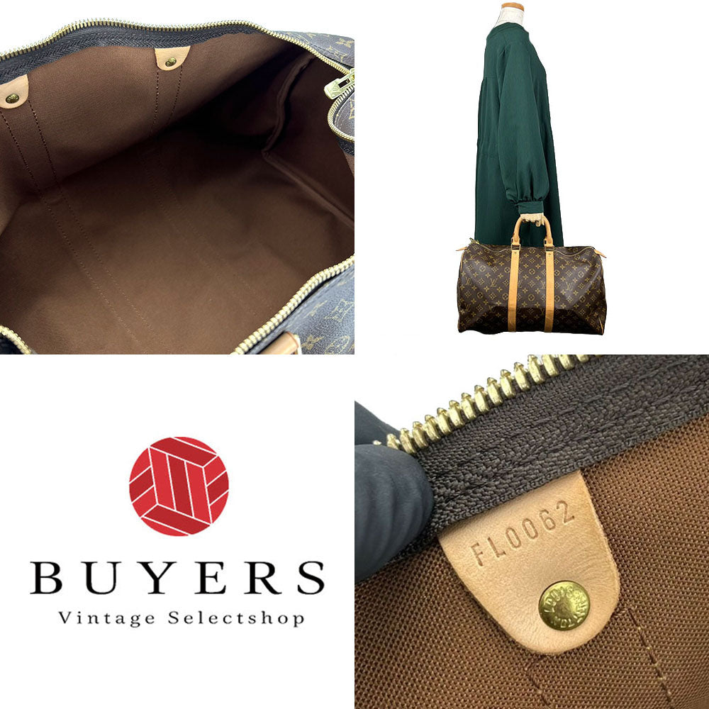 LOUIS VUITTON Boston Duffel bag M41428 Monogram, Tanned Leather Brown Keepall 45 unisex(Unisex)  d