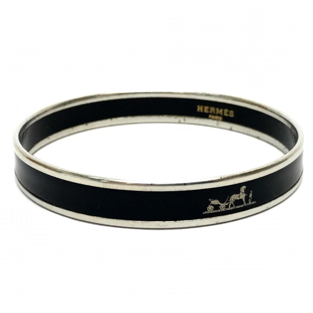 HERMES Bangle metal black Fan Curryche Emaille PM Women  d