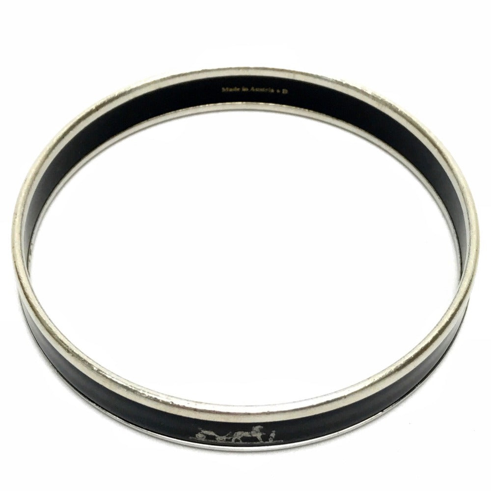 HERMES Bangle metal black Fan Curryche Emaille PM Women  d