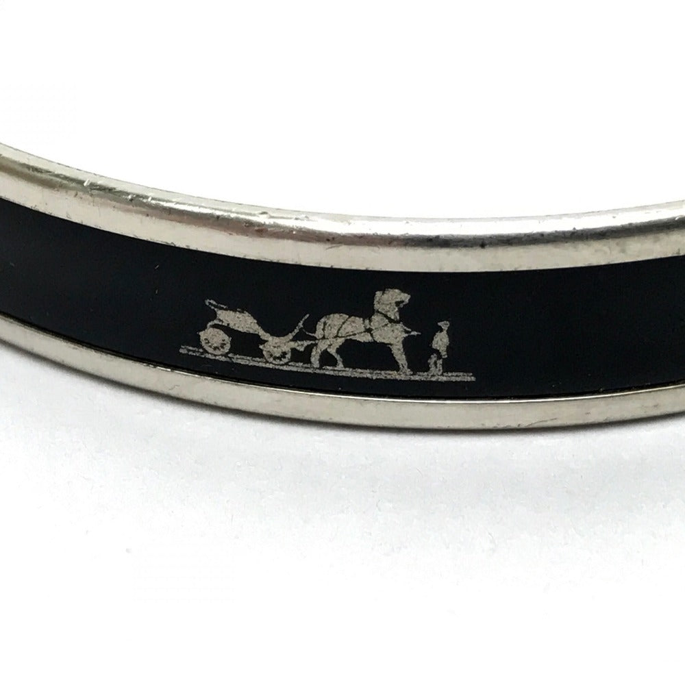 HERMES Bangle metal black Fan Curryche Emaille PM Women  d