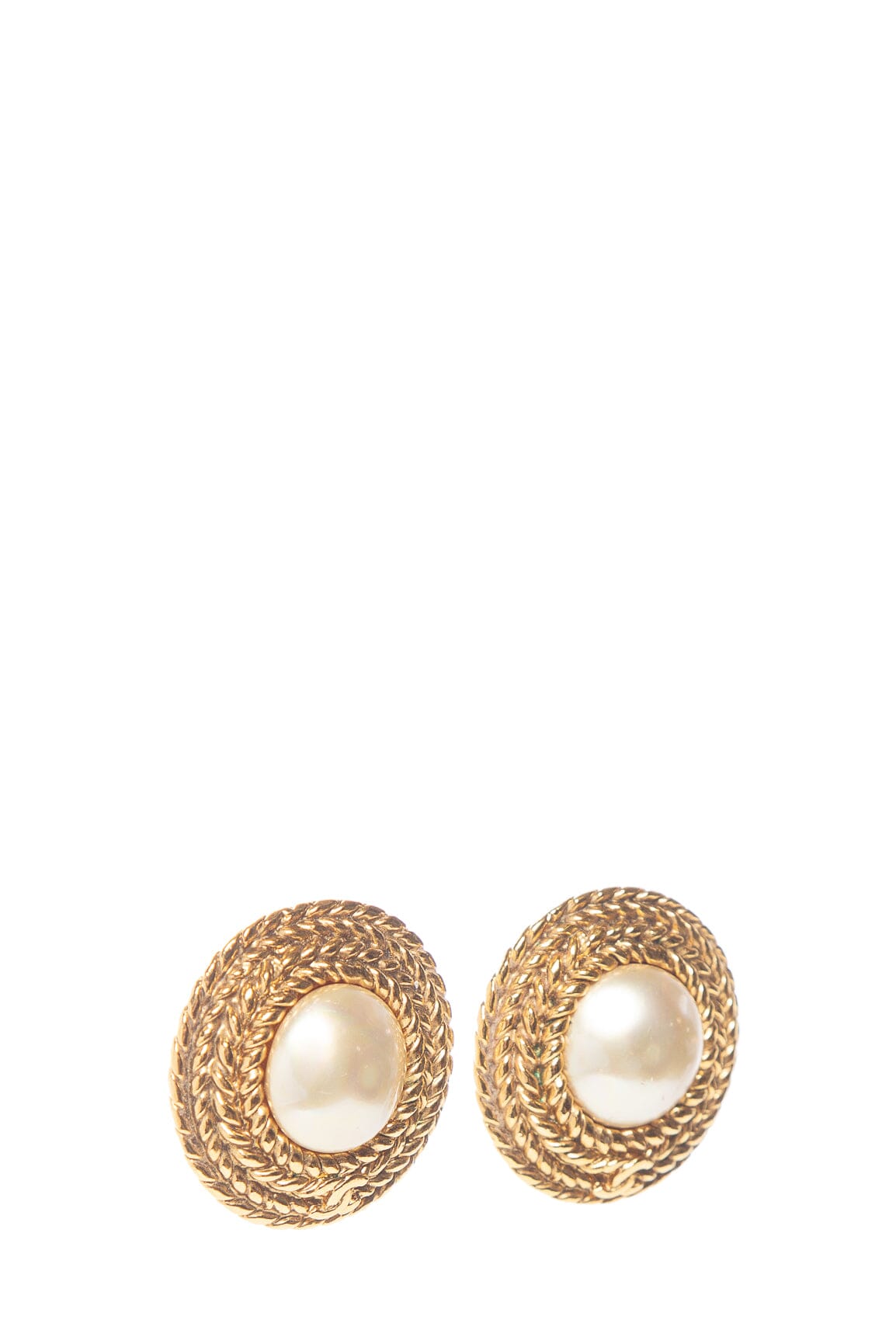 Chanel   Gold Braid & Pearl Clip Earrings