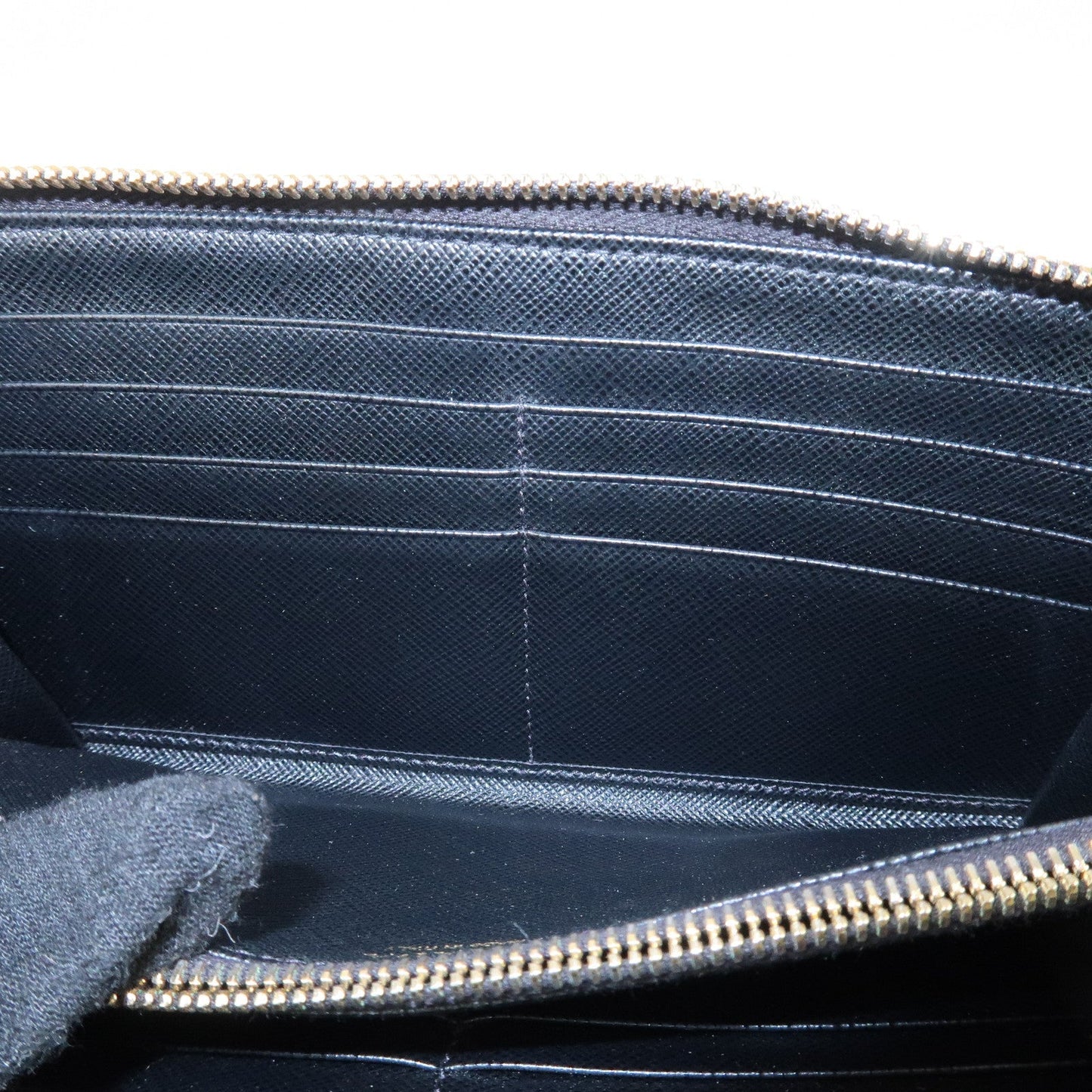 PRADA Saffiano Leather Round Zipper Long Wallet Black 1M0506  d