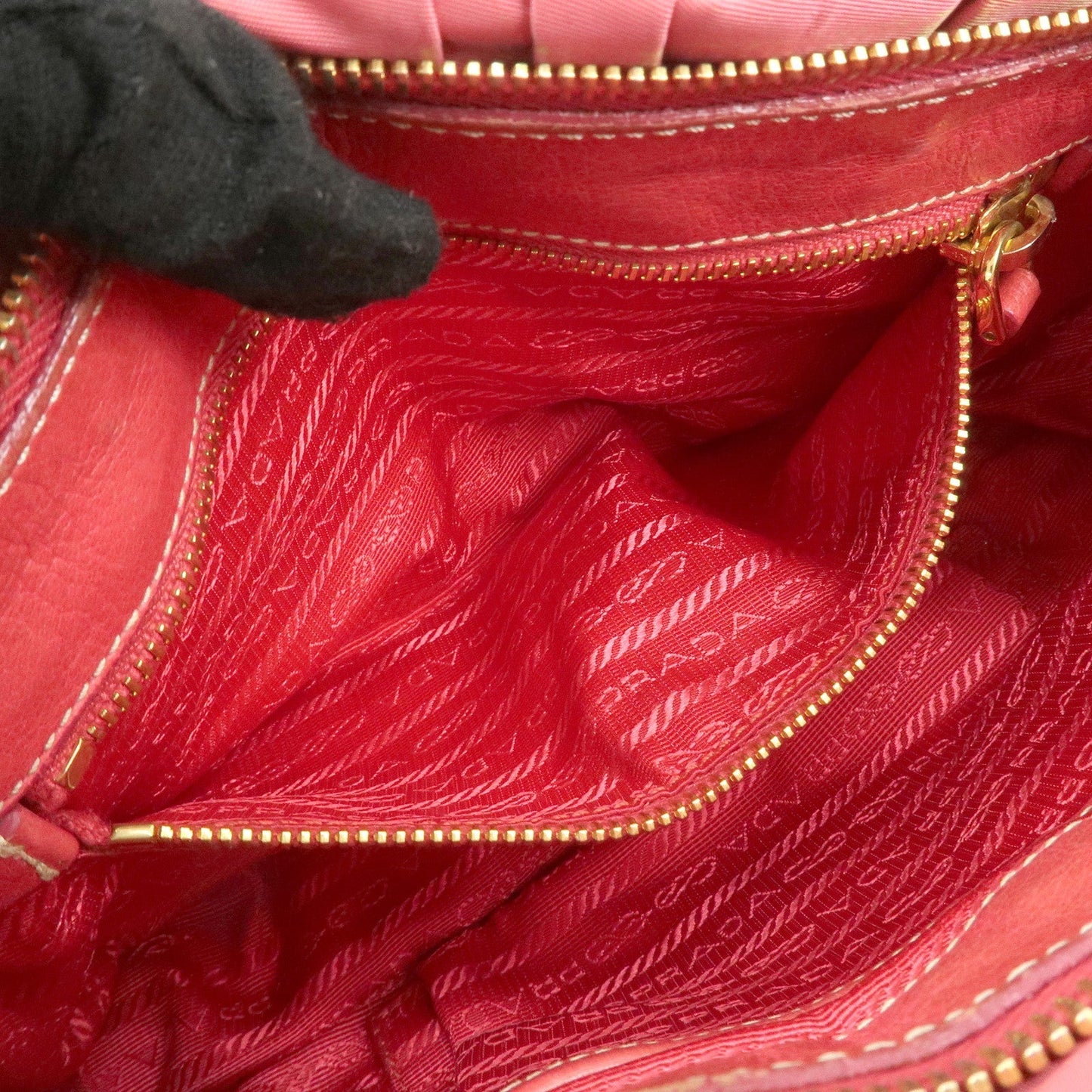 PRADA Nylon Leather 2Way Bag Shoulder Bag Hand Bag Gathered BN1388  d