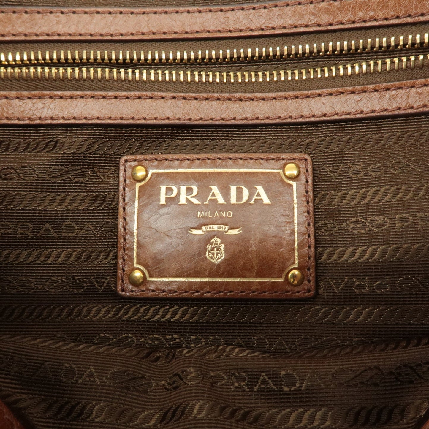 PRADA Logo Leather 2way Hand Bag Shoulder Bag Brown BL0727  d