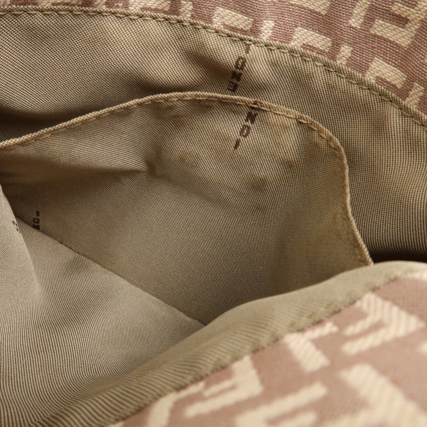 FENDI Zucchino Canvas Leather Shoulder Bag Pink Beige 8BT075  d