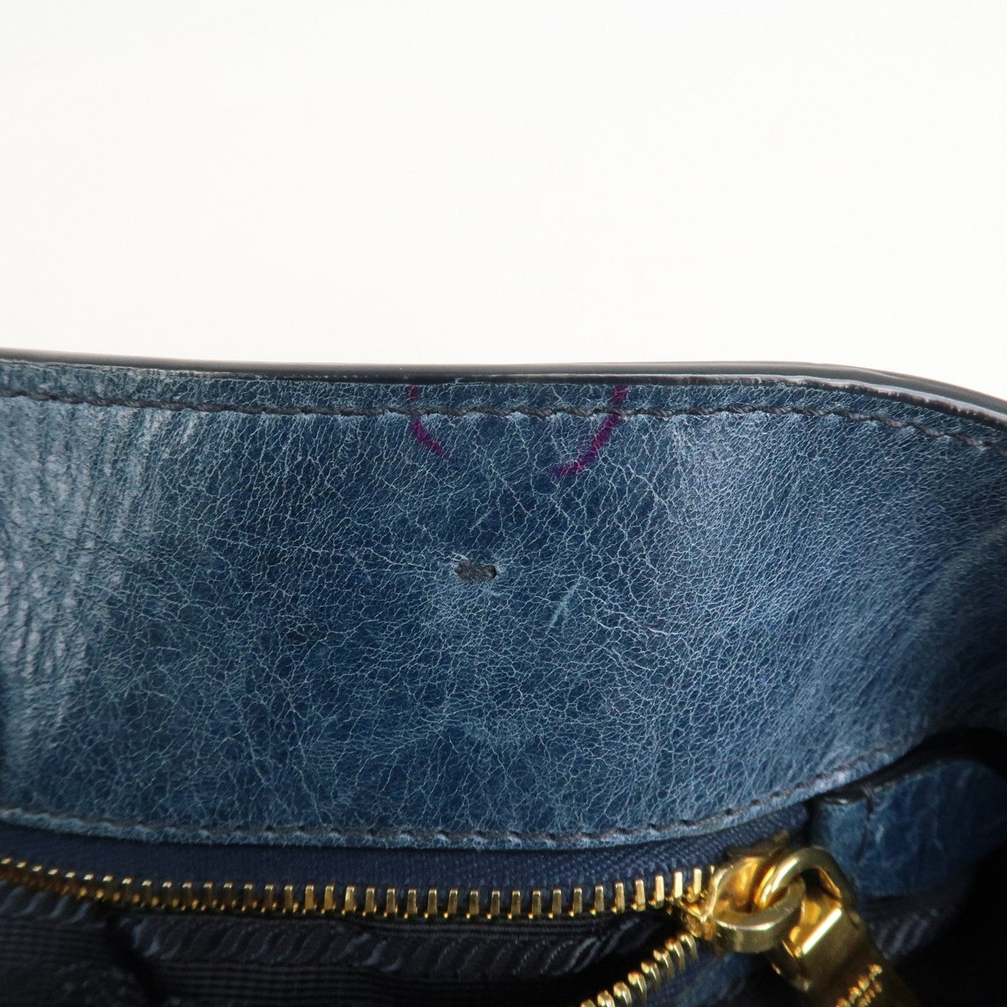 PRADA Leather 2Way Bag Hand Bag Shoulder Bag Blue BN2325  d