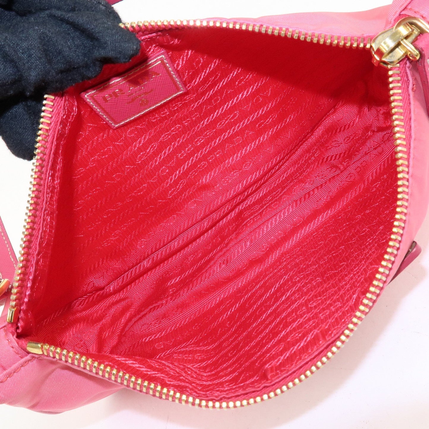 PRADA Nylon Saffiano Leather Shoulder Bag Hand Bag Pink  d