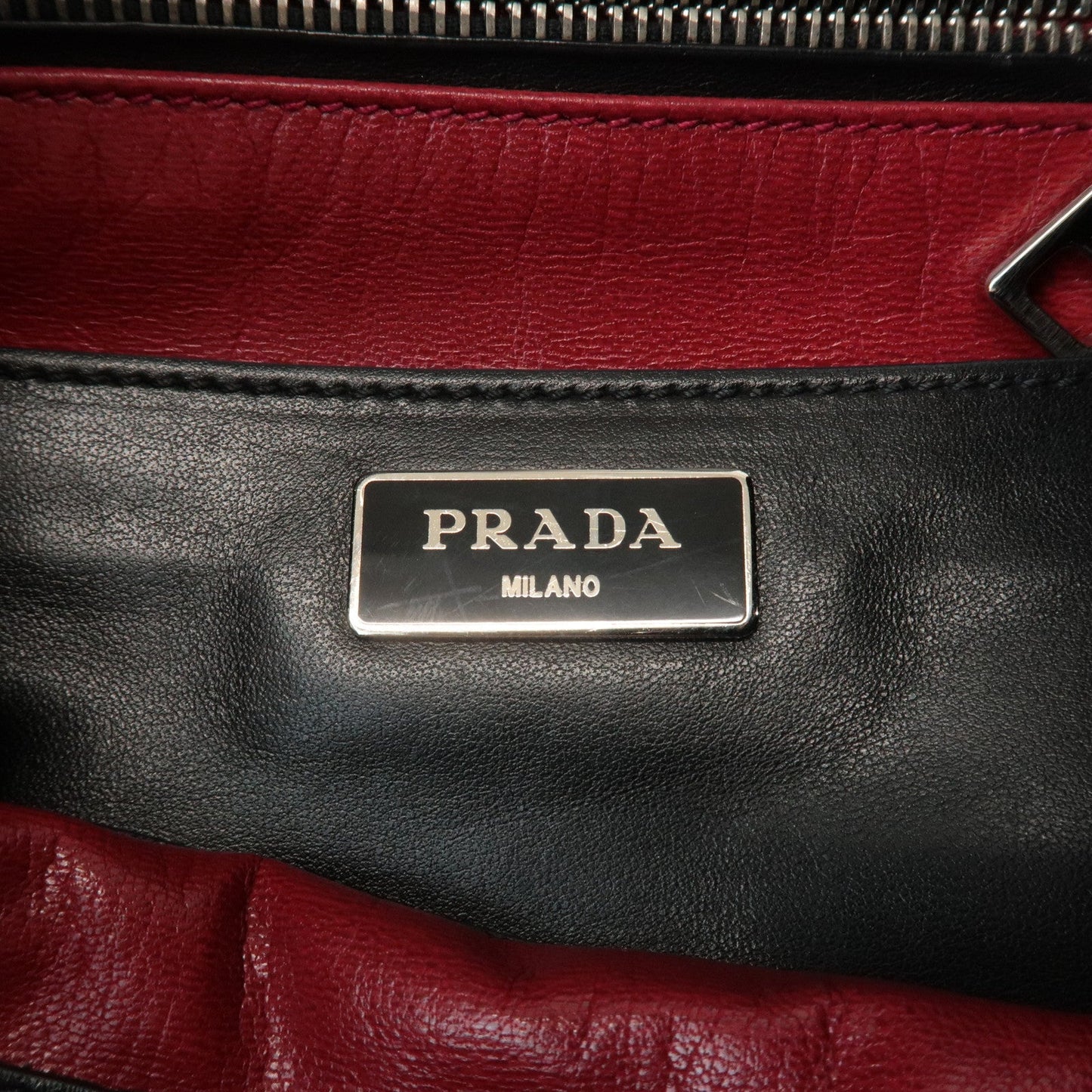 PRADA Calf Leather Drawstring Shoulder Bag Studs Tassel B5061M  d
