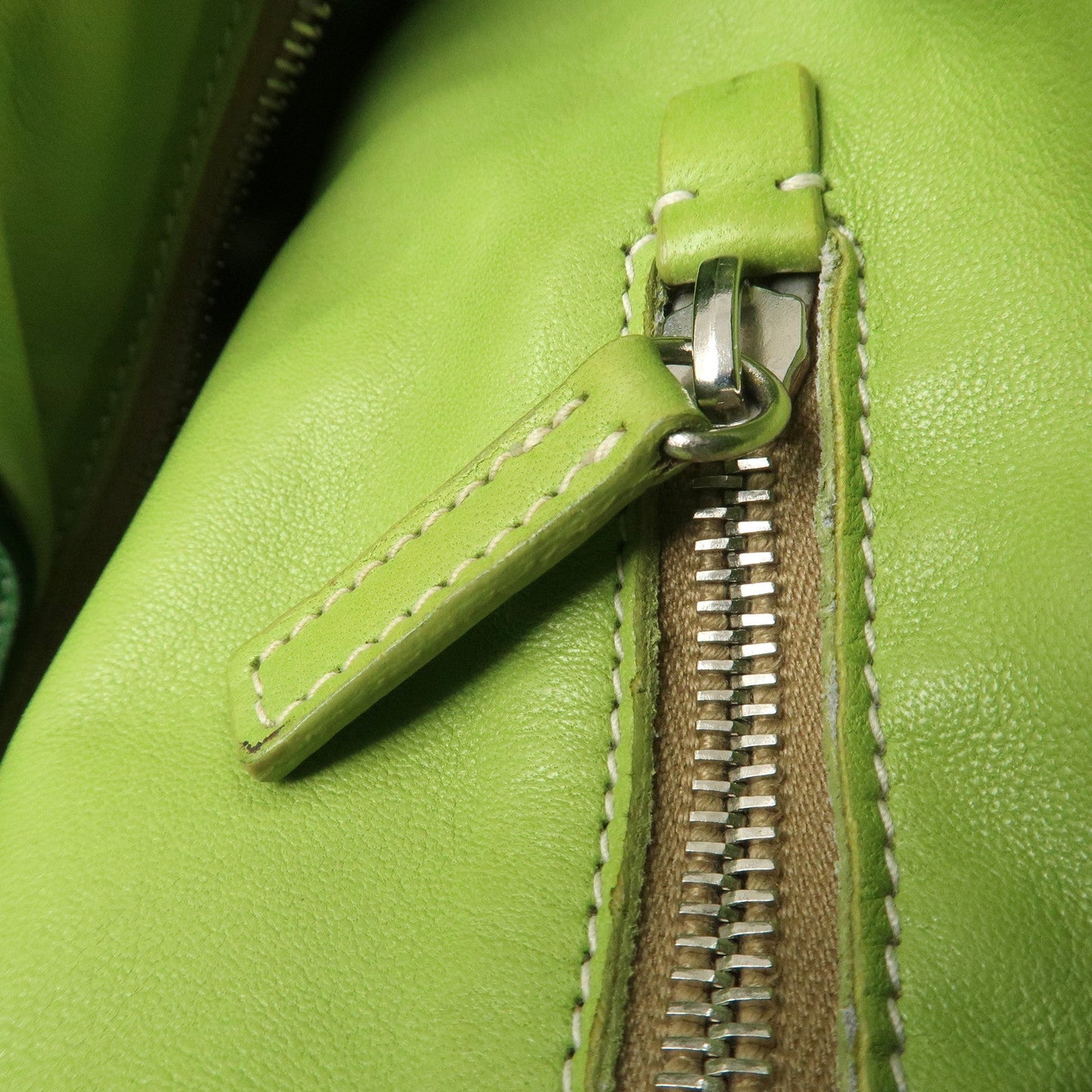 PRADA Logo Leather Tassel Shoulder Bag Hand Bag Green  d