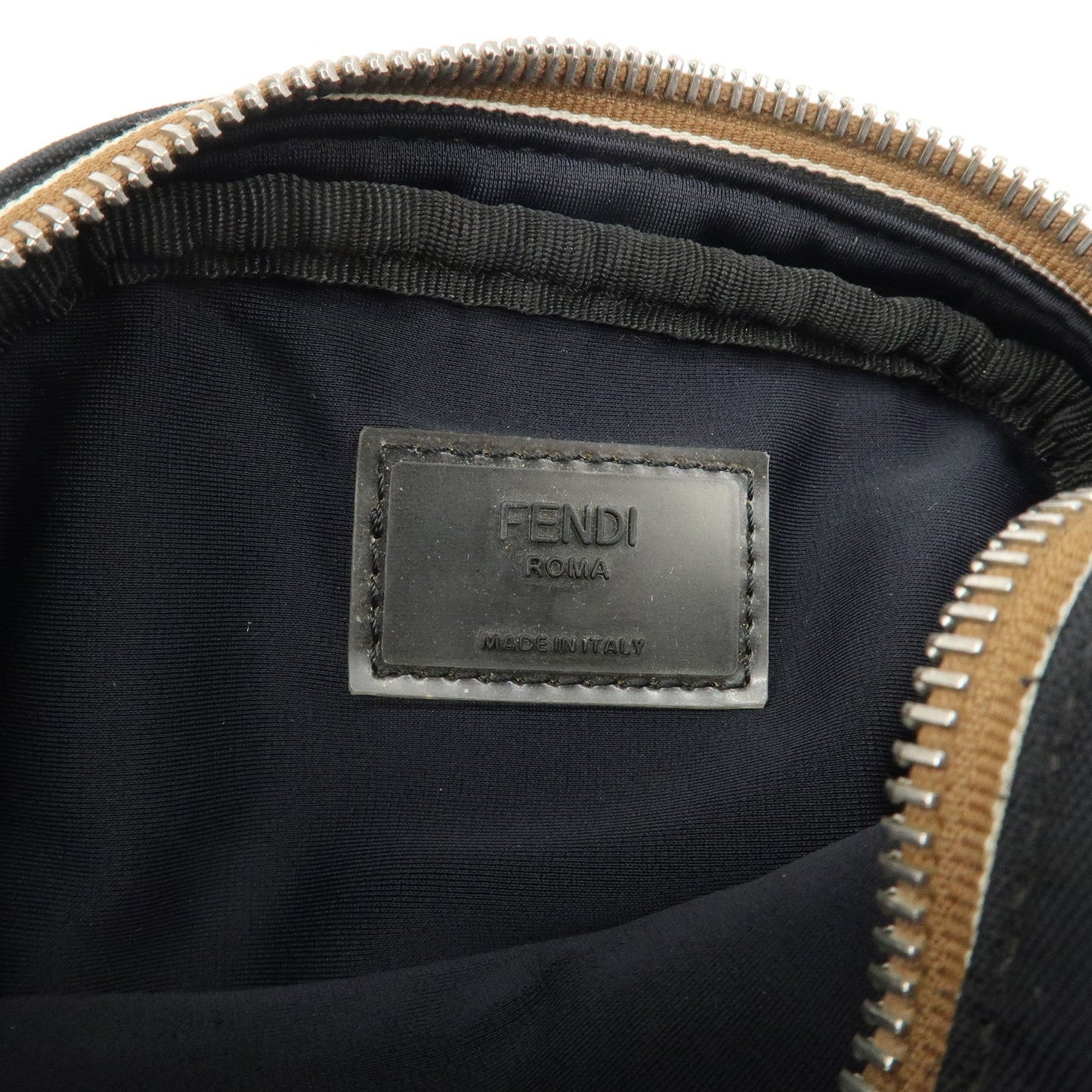 FENDI Pequin Nylon Leather Shoulder Bag Black 7VA456  d
