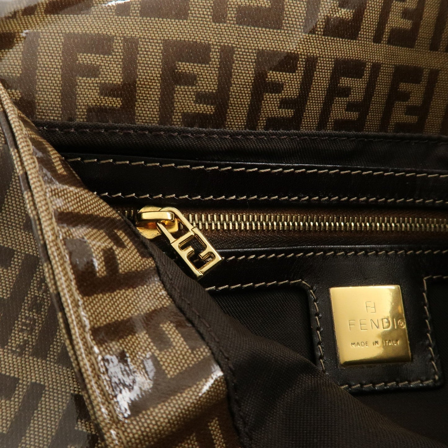 FENDI Mamma Baguette Zucchino PVC Leather Shoulder Bag 26424  d